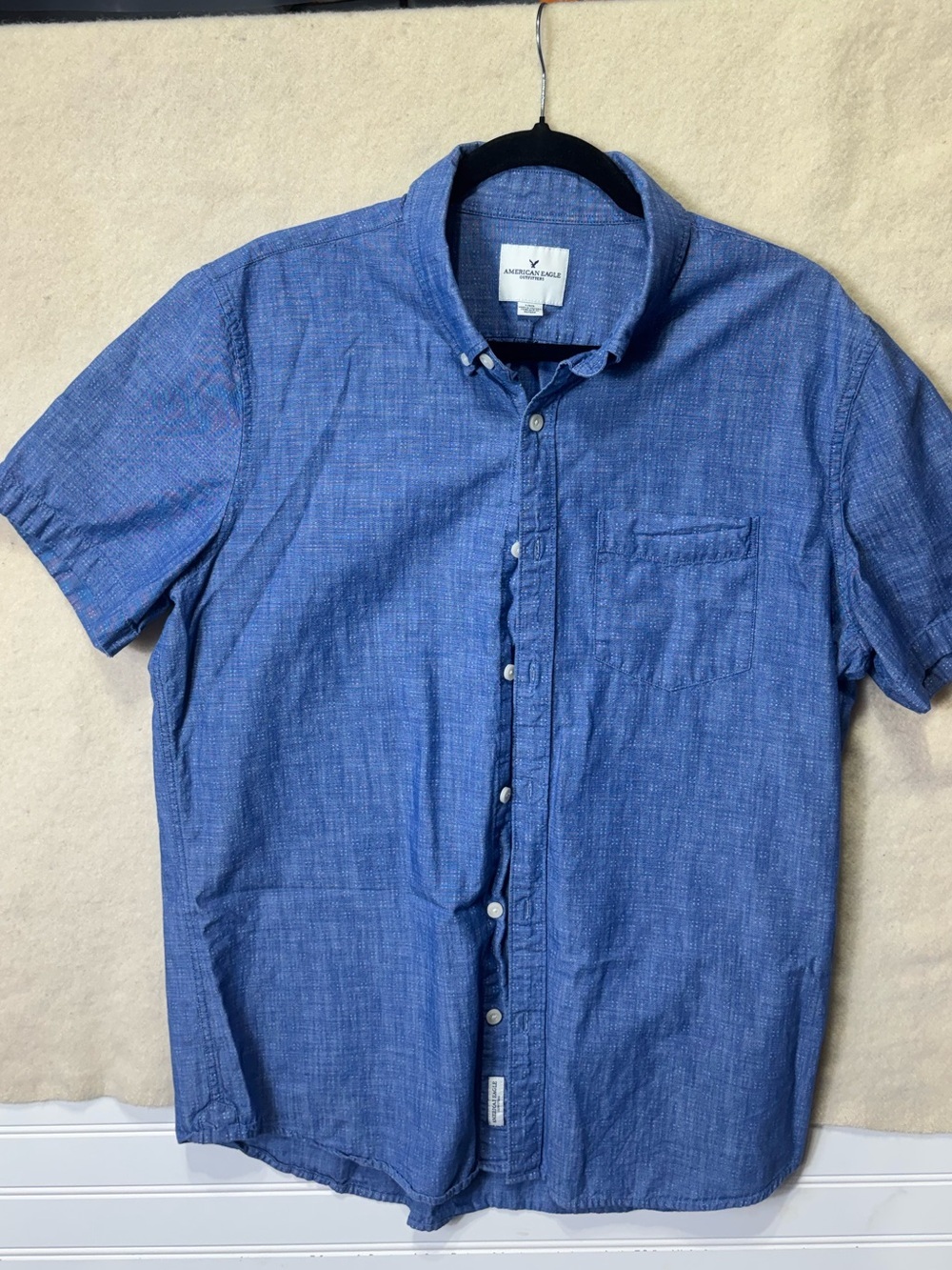 AE Outfitters Men’s Blue Chambray Button-Up Shirt -Size Large | 100% Cotton